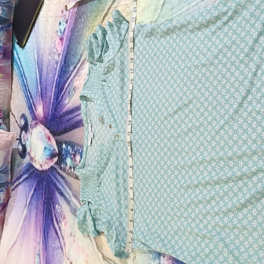 Size Medium My Style Women's Blue Patterned Blouses - Picture 9 of 13